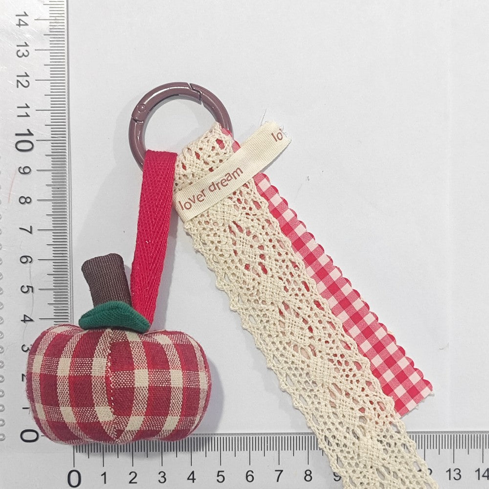 Red Heart Tassel Fabric Bag Charm Keychain N6K291