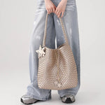 Load image into Gallery viewer, Hand Woven Tote Bag PU  Synthetic Leather Dual Size S5P369