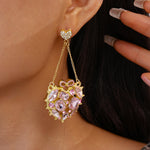Load image into Gallery viewer, Bow  Heart Earrings Alloy Prong-Set Crystals Silver S5P111
