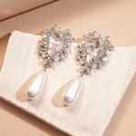 Load image into Gallery viewer, Diamond Pearl Earrings Waterdrop Sterling Silver S5P051