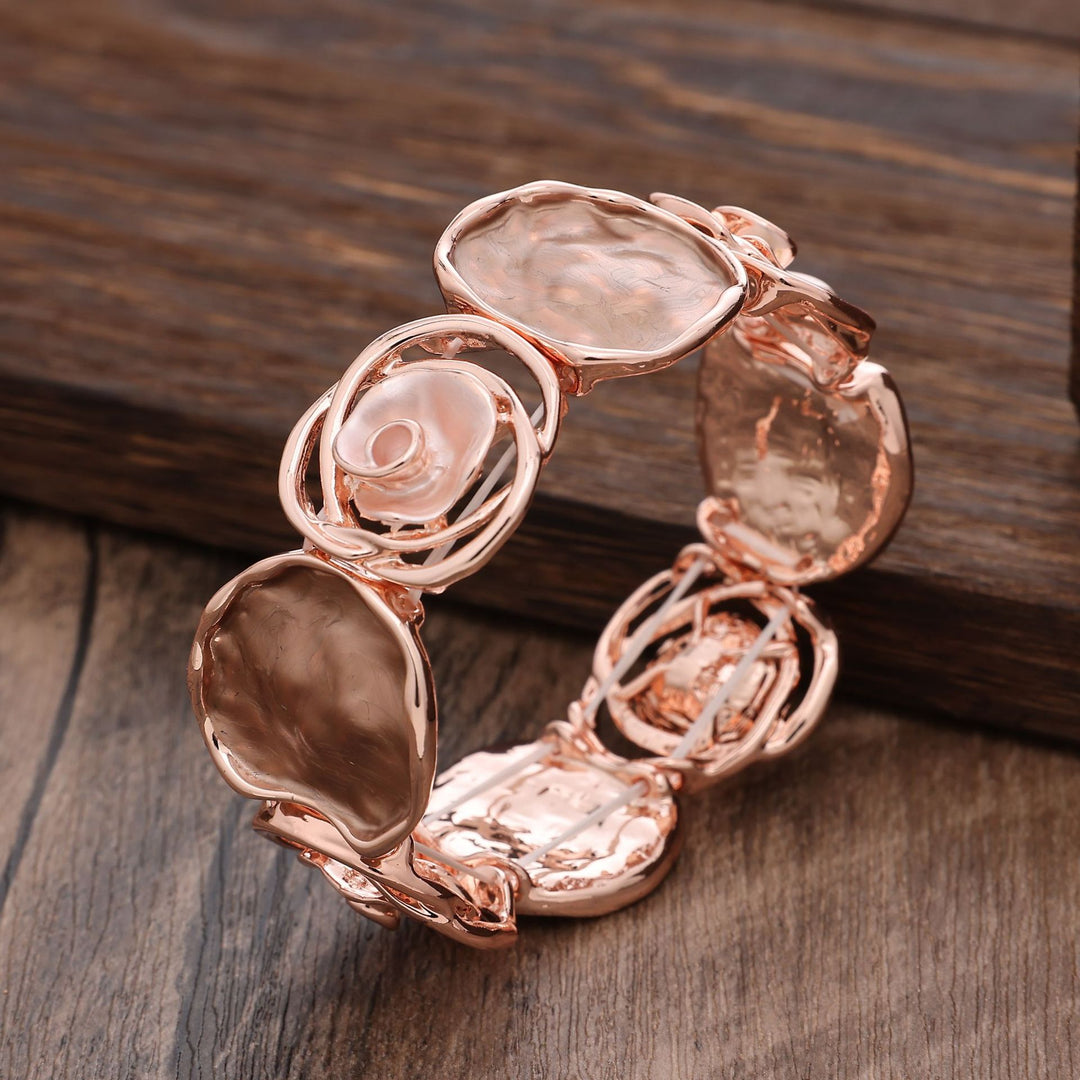 Hand-Painted Geometric Rose Stretch Bangle N6C214