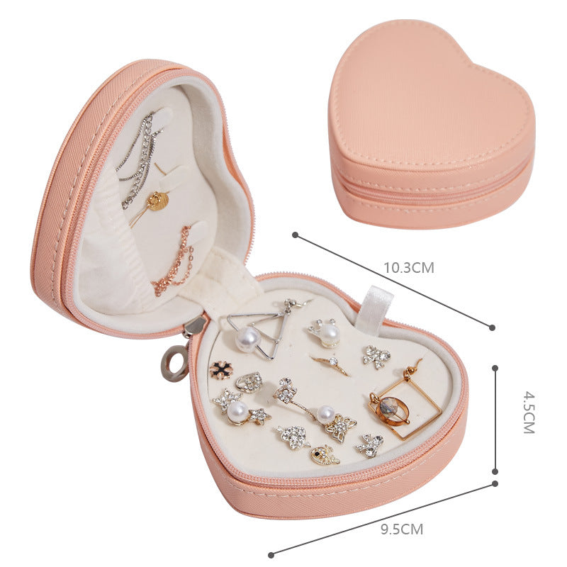 Heart Shape Leather Jewelry Organizer Box S5P831