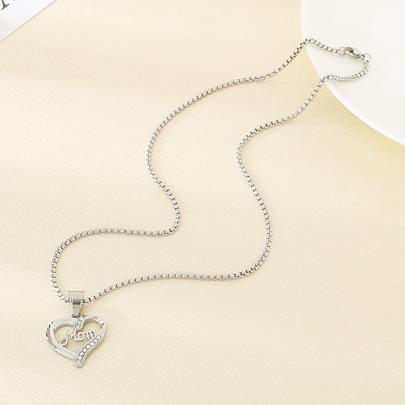 Mom Heart Cutout Pendant Necklace Women N6D519