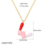 Load image into Gallery viewer, Alphabet Enamel Capsule Necklace Steel Gradient Color S5P234

