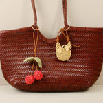 Load image into Gallery viewer, Raffia Cherry Bag Charm Handwoven Keychain N6G066