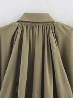 Load image into Gallery viewer, Notched Collar Puff Sleeve Baseball Jacket Women N6A154