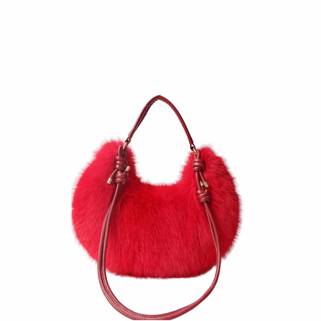 Women's Plush Crescent Shoulder Bag N6J117