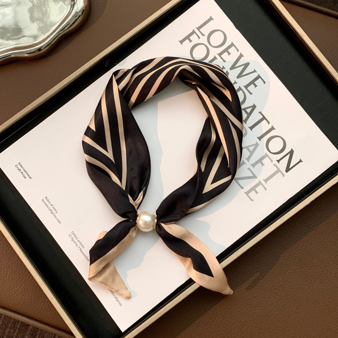 Long Scarf Pearl Magnetic Clasp Versatile Women N6H110