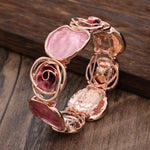 Load image into Gallery viewer, Hand-Painted Geometric Rose Stretch Bangle N6C214