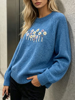 Load image into Gallery viewer, Daisy Floral Round Neck Loose Pullover Sweater N6H282
