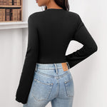Load image into Gallery viewer, 3D Floral Bodysuit Long Sleeve High Waist Black N5Z484
