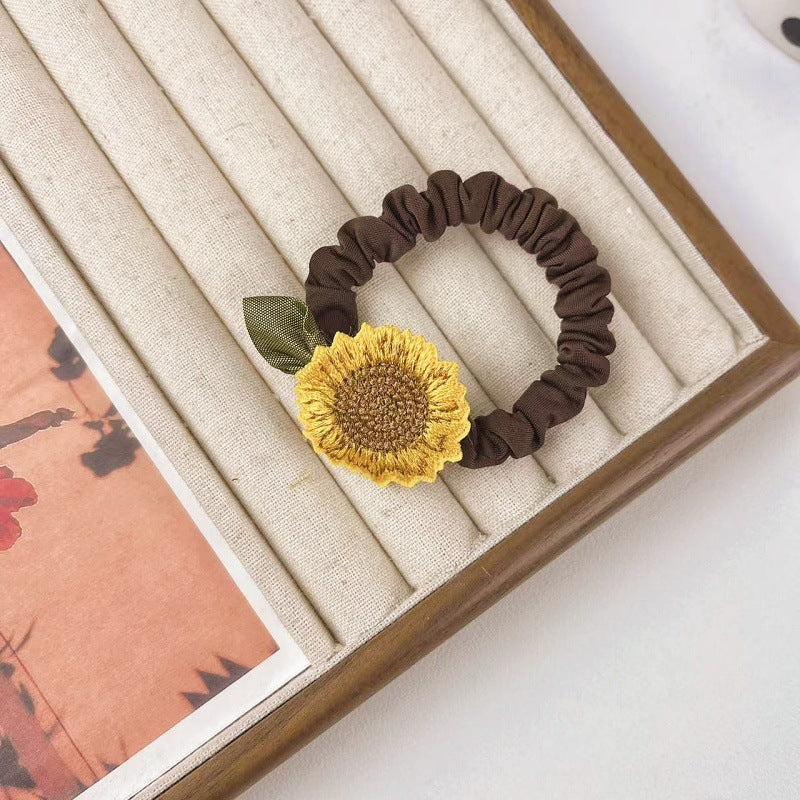 Womens Sunflower Fabric Stretch Scrunchie N6K306