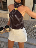 Load image into Gallery viewer, Polka Dot Halter Neck Top Women N6E146