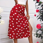 Load image into Gallery viewer, Printed Heart Polka Dot Slit Midi Pencil Skirt N6A124