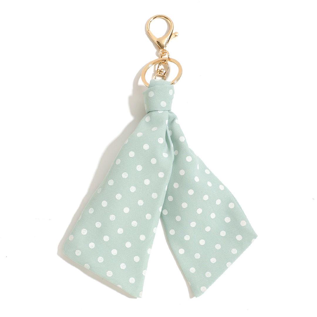 Polka Dot Fabric Bag Charm Keychain Accessory N6G114