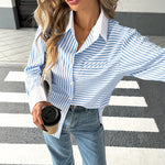 Load image into Gallery viewer, Contrast Panel Shirt Point Collar Lightweight Blue N5Z466
