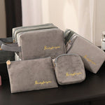 Load image into Gallery viewer, Flannel Cosmetic Bag Set Large Capacity Travel Organizer N6G278