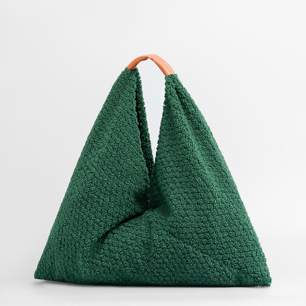 Furry Triangle Dumpling Bag Women Underarm Shoulder S5P654