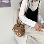 Load image into Gallery viewer, Cut Out Drawstring Bucket Bag Hollow Out PVC Cotton N6F122