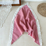 Load image into Gallery viewer, Large Lace Trim Plaid Triangle Head Scarf Women N6H133