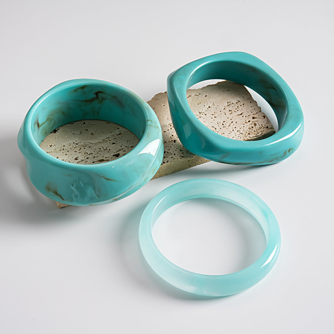 Resin Ombré Circle Geometric Bangle Set 3-Piece N6H076