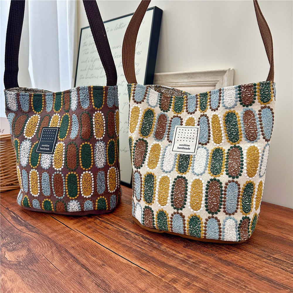 Handmade Embroidered Easter Egg Bucket Bag Shoulder N6F123