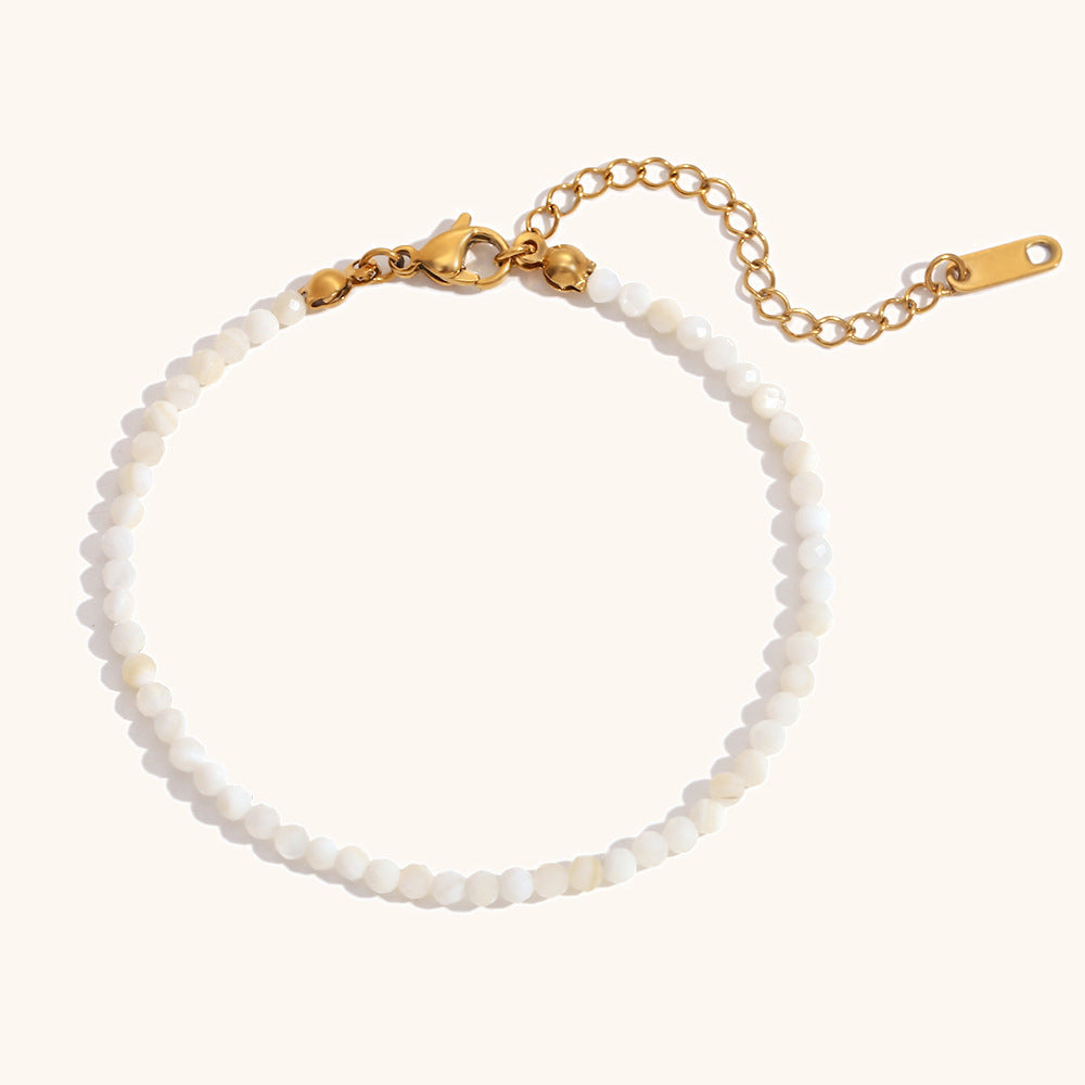 Natural Stone Chain Steel Gold Plated S5P250