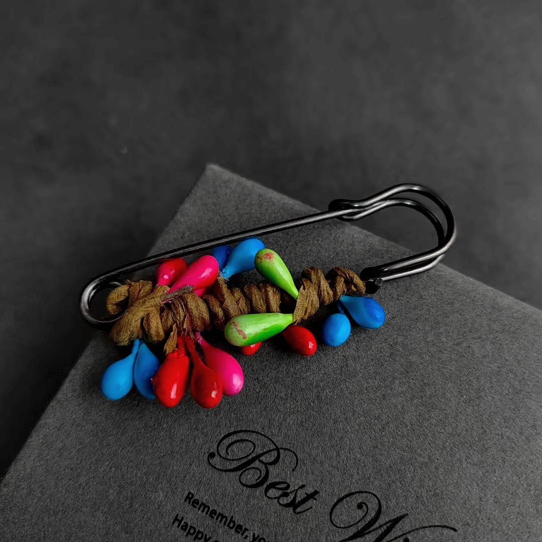 Hand-Wrapped Simulated Fruit Plant Brooch N6G048