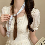 Load image into Gallery viewer, Womens Vintage Brown Plaid Scarf Necklace N6K275