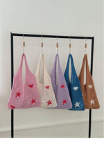 Load image into Gallery viewer, Vintage Heart Openwork Crochet Tote Bag Women N6C058