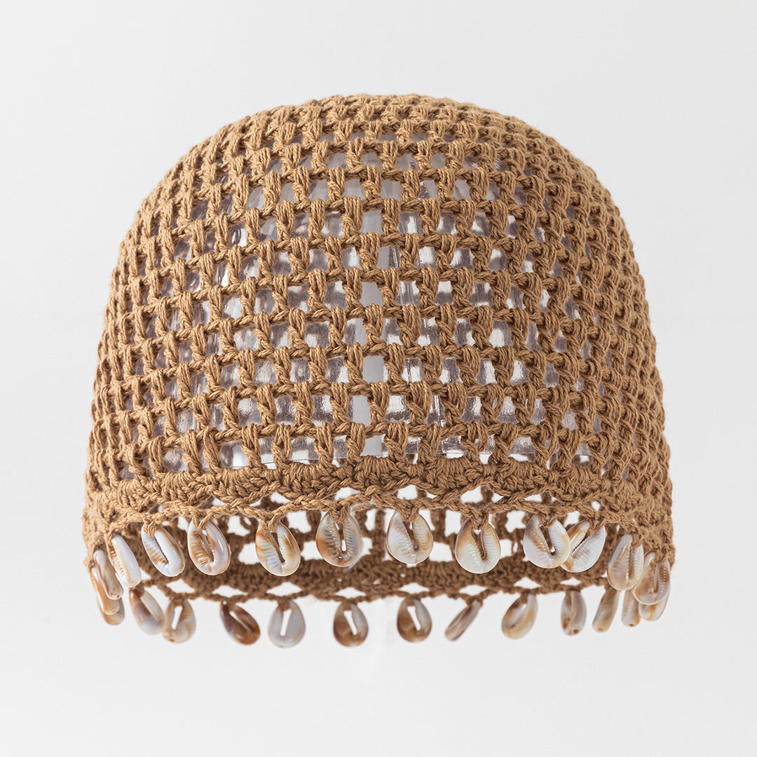 Hand Crochet Shell Pendant Cotton Cap Women N6G213