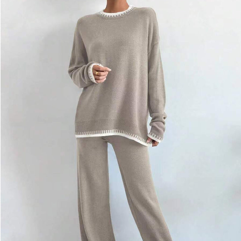 Contrast Knit Set Ultra Heavy Khaki Black N5Z870