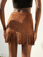 Load image into Gallery viewer, Rivet Fringe Suede Skirt Women N6C130