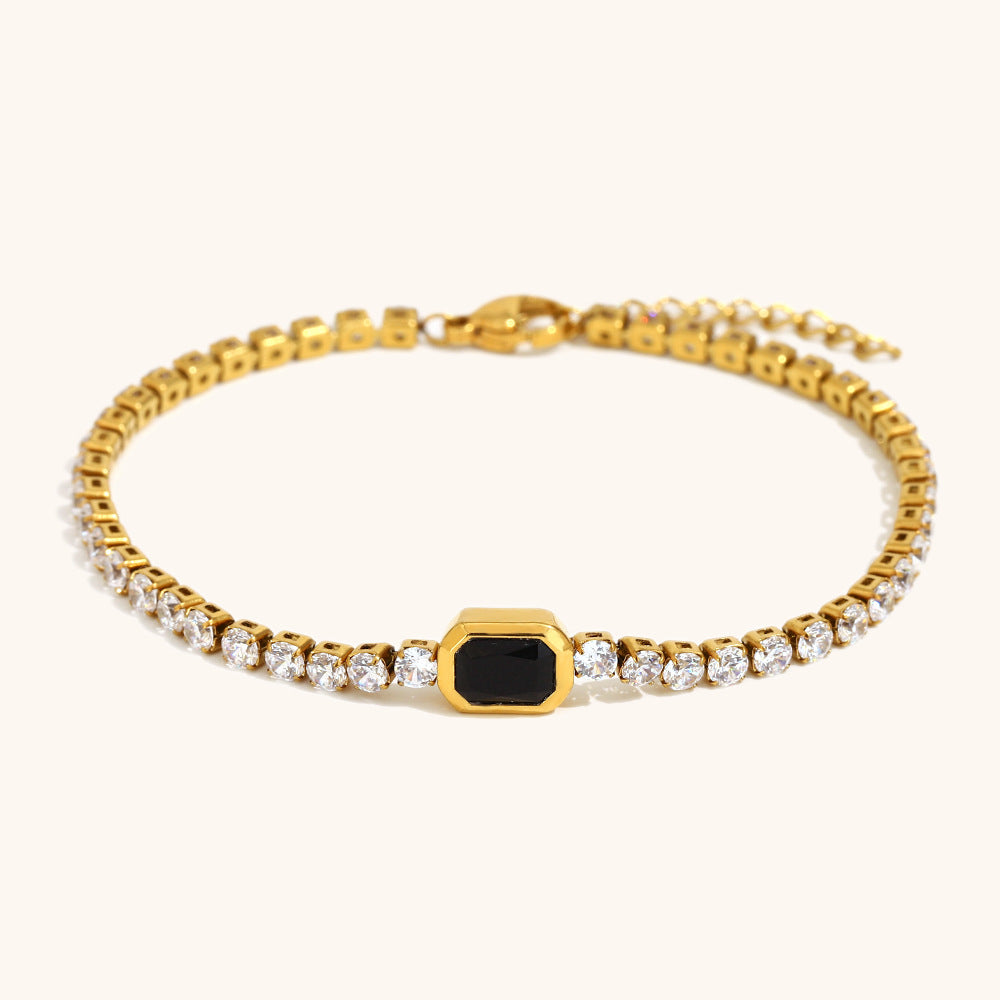 3mm Zirconia Line Bracelet Steel 18K Plated S5P114