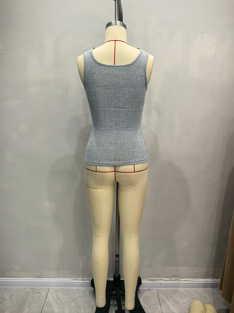 Lace Trim V-Neck Ribbed Tank Top Women N6D206