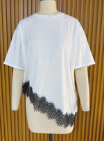 Load image into Gallery viewer, Leopard Print Lace Trim Loose Short Sleeve T-shirt N6D214