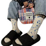 Load image into Gallery viewer, Blue Splatter Print Mid Calf Socks M5A061