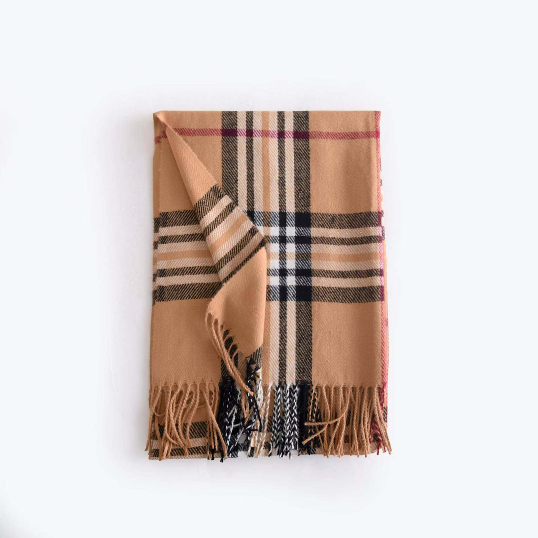 Plaid Pattern Faux Cashmere Wrap  M5A226