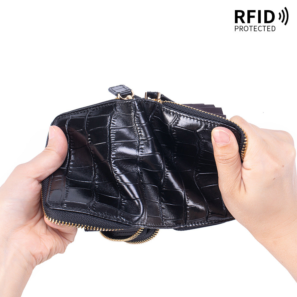 Crocodile Texture RFID Card Holder Zip Around Wallet N6G094