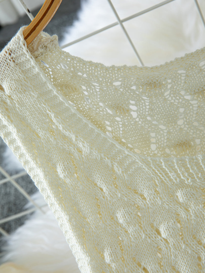 Elegant Lace Knit Dress with Scallop Hem Women N6C295