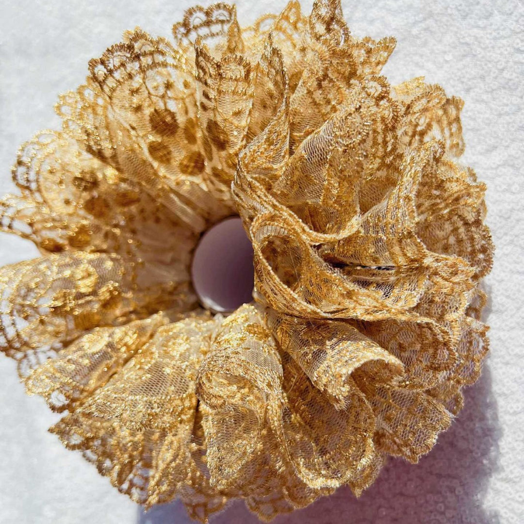 Baroque Gold Lace Scrunchie Royal Heavy Embellished N6F135