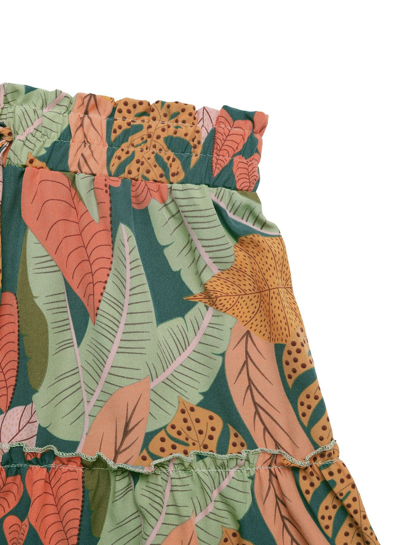 Tropical Print Elastic Waist Shorts Women N6C238