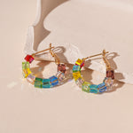 Load image into Gallery viewer, Glass Circular Hoops Silver-Posted Hand Faceted S5P157
