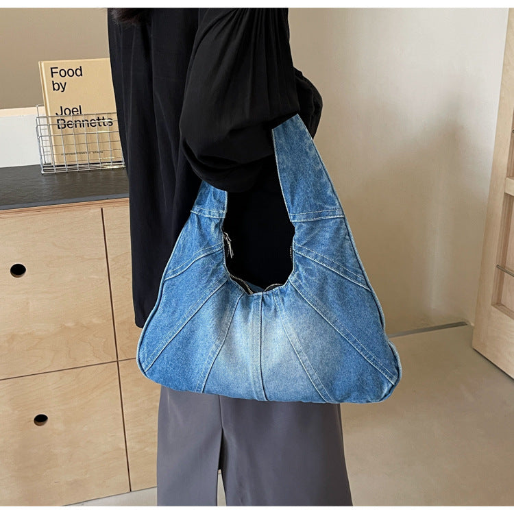 Women's Denim Shoulder Baguette Bag N6J194