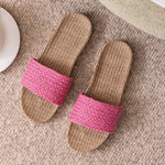 Load image into Gallery viewer, Woven Linen House Slippers Women N6C227