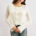 Load image into Gallery viewer, 3D Floral Ruffle Knit Bodycon Ultra Light White N5Z666
