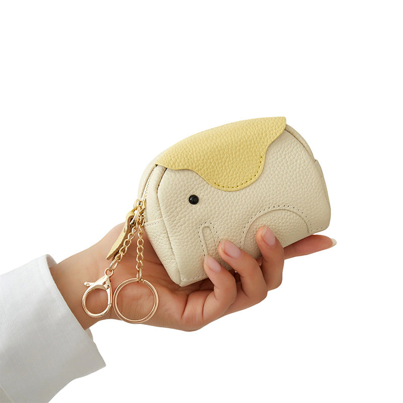 Top Grain Leather Elephant Card Holder Mini Wallet N6G093