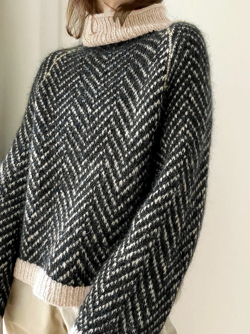 High Neck Long Sleeve Colorblock Knit Sweater Women N6H274