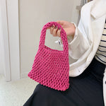 Load image into Gallery viewer, Crochet Cotton Rope Wristlet Beach Bag Inner Pocket N6E123