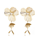 Load image into Gallery viewer, Vintage Fringe Floral Earrings Steel Gold Plated S5P199